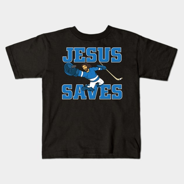 HOCKEY: Jesus Saves Kids T-Shirt by woormle